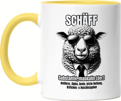 Produktbild von Schäff Cool mit Sonnenbrille Design Tasse Gelb - Geschenk Büro Chef Humor