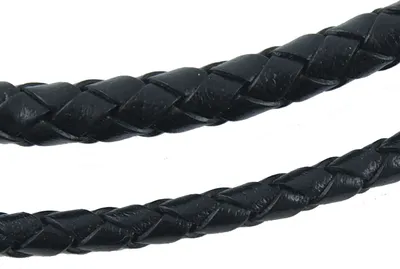 Produktbild von König Design Lederkette Lederband Leder-Armband 3 mm Herren Halskette 17 cm - 100 cm geflochten, Länge:40 Zentimeter, Farbe:Schwarz
