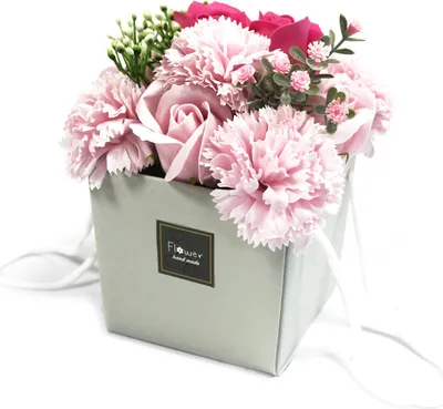 Produktbild von Seifenblumenstrauß - Rosa Rosen und Nelken