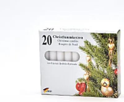 Produktbild von 20er Christbaumkerzen Weiß 13x100mm – Festliche Weihnachtskerzen für Ihren Baum