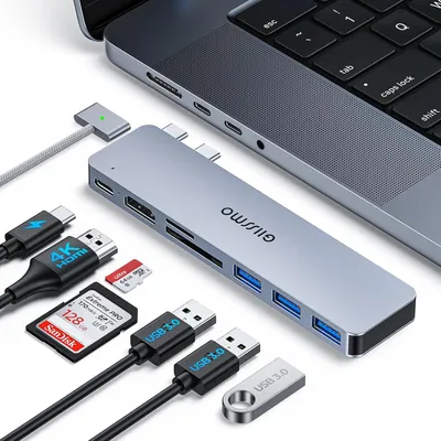 Produktbild von 7-in-1-USB-C-Hub für MacBook mit Thunderbolt 3, 4K-HDMI, 3× USB 3.0 USB-Adapter USB-C zu USB-C, mit SD- und microSD-Kartenleser