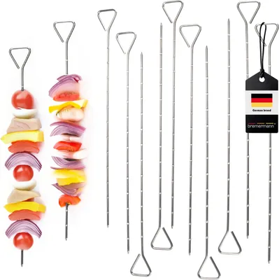 Immagine prodotto di set di 12 spiedini per barbecue bremermann in acciaio inox da 29,5 cm circa - Spiedini Shashlik