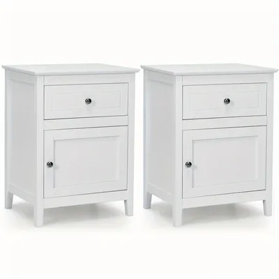 Image de Table de chevet - Rangement pour lit - Table d'appoint - Meuble de rangement - Commode - Lot de 2 - Design compact