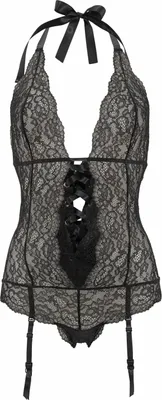 Produktbild von LASCANA Stringbody , Spitzenbody, Body ohne Bügel, Body, Negligé mit abnehmbaren Strapsen schwarz Größe 38