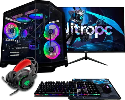 Immagine prodotto di Nitropc Gaming PC Pack Gold - Intel Core i5-12400F, NVIDIA RTX 3050 8GB, 16GB DDR4, M.2 1TB, Nero - Monitor 24" FullHD