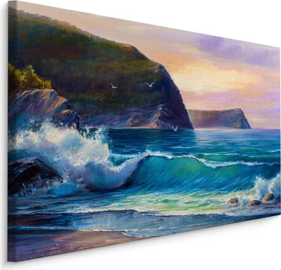 Produktbild von Fabelhafte Canvas LEINWAND BILDER 120x80 cm XXL Kunstdruck Strand Meer Möwen Küste