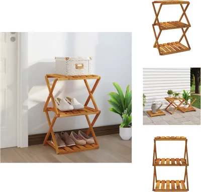 Produktbild von vidaXL Klappregal 3 Böden Braun 43x31x63 cm Massivholz Akazie - Bücherregale & Bücherschränke