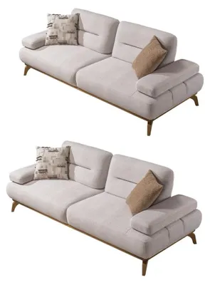 Produktbild von Sofa Set Cuba Creme Stellvariante 2+2 Relax- und Bettfunktion, pflegeleichter Mikrofaser Samtstoff