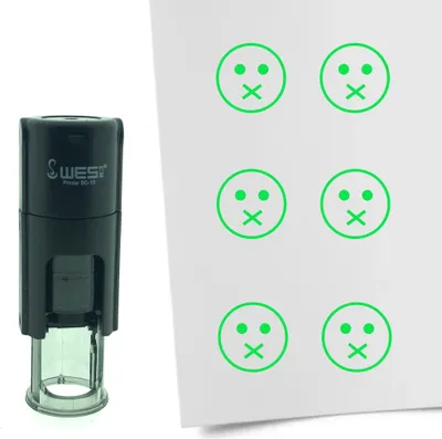 Produktbild von CombiCraft Selbstfärbender Stempel 'Sprachloser Smilley' in der Farbe Grün, Ø10mm