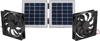 Zdjęcie produktu dla Zestaw słonecznego wentylatora wyciągowego Wentylator wyciągowy 2x5W odporny na deszcz ze składanym panelem słonecznym 10W do użytku na zewnątrz przyczepy kempingowej Dom dla zwierząt Pomieszczenie gospodarcze Biały