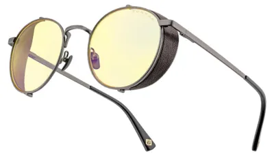 Immagine prodotto di Occhiali da gaming e per computer GUNNAR - Fallout Lucky 38 - Colore della montatura: New Vegas Alloy, Tonalità delle lenti: Amber (Blocca il 65% della luce blu e il 100% dei raggi UV) - Occhiali con filtro per la luce blu