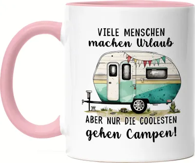 Produktbild von Nur die Coolesten gehen Campen Tasse Rosa Camping Wohnwagen Rentner Campingplatz