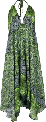 Produktbild von Boho Sommerkleid, Magic Dress, Maxikleid, Neckholder Strandkleid - Grün, Damen, Viskose, Kleider