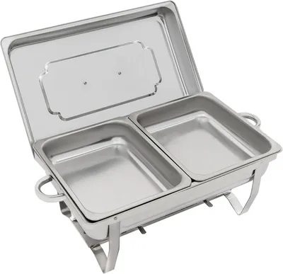 Produktbild von Set 4 Chafing Dishes Buffet - Quadratische Warmhaltebehälter - Edelstahl - Für Party Bankett Hochzeit - Silber