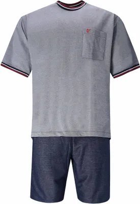 Produktbild von hajo Herren Schlafanzug - Shorty, Pyjama, kurz, Klima-Light, Baumwolle merzerisiert, Stretch Blau 2XL