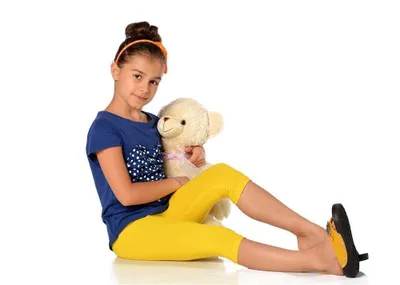 Produktbild von Kinder 3/4 Leggings in 22 Farben Baumwolle; Gelb 134
