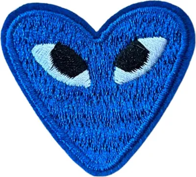 Produktbild von Herz mit Augen-Emblem-Aufnäher zum Aufbügeln, dunkelblau