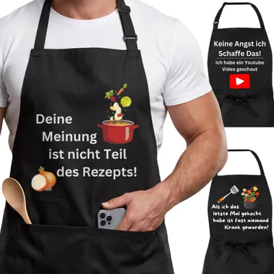 Produktbild von Grillschürze lustig, Kochschürze lustig & Schürze witzig für Herren & Männer | Kochschürze Damen lustig, lustige Grillschürze & Schürze küchenschürze