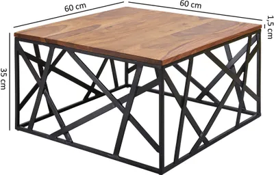 Image de Table basse BEKAL 60x35x60 cm Sheesham massif / métal