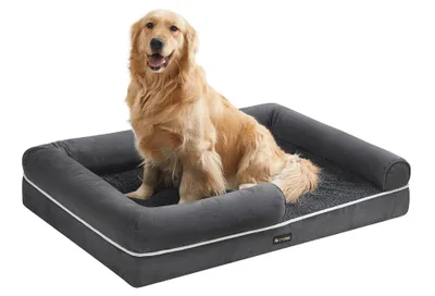 Produktbild von Feandrea Orthopädisches Hundebett, Hundekissen, Hundekorb, weiche Polsterung, Hundesofa, erhöhte Ränder, Bezug abnehmbar und waschbar