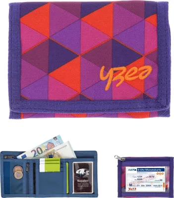 Produktbild von Geldbörse Portemonnaie Yzea Wallet Klettbörse mit Kette und Karabiner Börse Mädchen Jungen Schülerbörse CONE +s