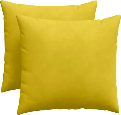Image de vidaXL Coussins de canapé, lot de 2, jaunes, 50 x 50 cm, velours côtelé