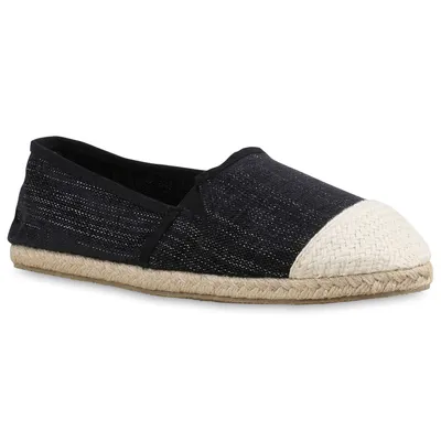 Obrázok produktu pre Mytrendshoe Trendy Ladies Glitter Slipper Espadrilles Bastsohle 816243, farba: čierna, veľkosť: 36