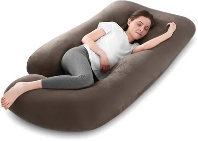 Productafbeelding van Unyqoos® Zwangerschapskussen en lichaamskussen (J-vorm), 140 x 70 cm, ergonomische buikondersteuning van 35°, fluwele hoes, afneembaar en wasbaar op 30 °C, 100% hoogwaardige vulling