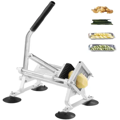 Immagine prodotto di VEVOR Affettaverdure commerciale, affettafrutta da 1/4 di pollice, affettaverdure in acciaio inox e lega di alluminio, affettaverdure manuale, per ravanelli, cipolle, patate, limoni