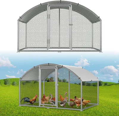 Immagine prodotto di Izrielar pollaio pollaio 3x2x2m arco superiore piccolo recinto per animali recinto per animali piccolo recinto per animali voliera gabbia per polli ruspante pollaio in acciaio zincato