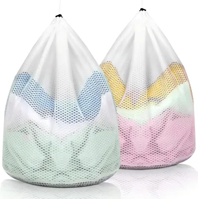 Imagen del producto de Bolsas de lavado para ropa interior, 2 unidades, 40 x 50 cm, con cordón elástico, para usar en la lavadora