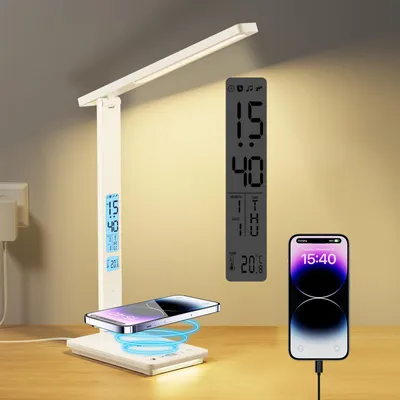 LED Schreibtischlampe mit Wireless Charger, 5 Farben, dimmbar