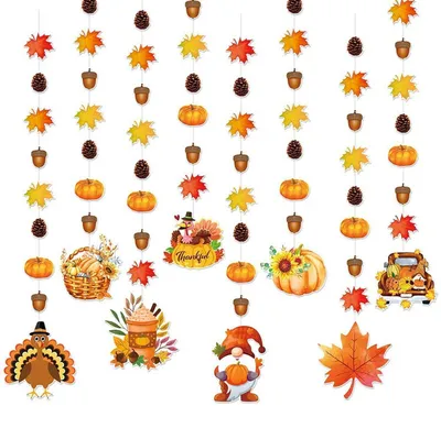 Produktbild von Herbstgirlande Deko 8 Stück Hängende Dekoration für Innen & Außen mit Ahornblatt & Kürbis