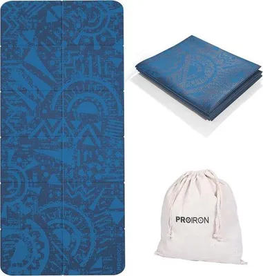 Produktbild von Yogamatik mit rutschfester Oberfläche – Faltbar – Reiseyogamatte – Gymnastikmatte – 173 cm x 61 cm x 2 mm – Leicht – Fitnessmatte