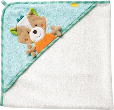 Productafbeelding van Famanu Badhanddoek Poncho van katoen - Handdoek met een schattige vos-applicatie