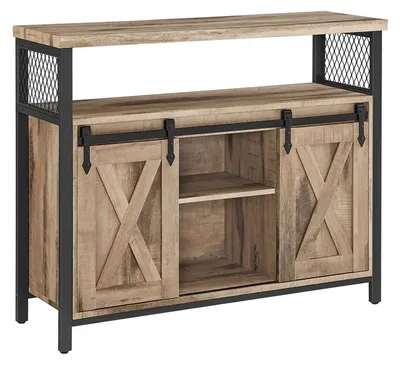 Immagine prodotto di Mobile contenitore con ante scorrevoli - Design moderno - Nero/Naturale - 33 x 100 x 80 cm
