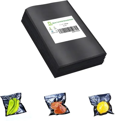 Productafbeelding van 15 cm kleine zwarte achterkant en doorzichtige - Set van 10 - Voedselopbergzak - Zeehondensnack fruitmoer