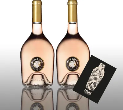 Produktbild von Angelina Jolie + Brad Pitt Miraval Cotes de Provence Rose Wein 2x 0,75L (13% Vol) Jolie-Pitt Miraval Wein - 2er Set - [Enthält Sulfite]