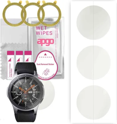 Produktbild von apgo 3 Stück Schutzfolie, Matt, kompatibel mit Samsung Galaxy Watch LTE Smartwatch, Hydrogel Displayschutzfolie mit Positionierhilfe, Displayfolie, robust und kratzfest