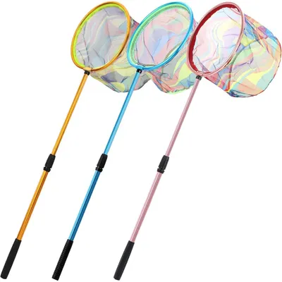 Produktbild von Schmetterlingsnetz Kinder teleskopisch Kescher - Netz 95 cm - 3 Farben - Insektennetz