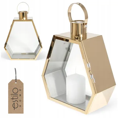 Produktbild von Laterne Gold 43.0 cm – Windlicht aus Metall – Gartenlaterne für Terrasse, Balkon und Wohnzimmer