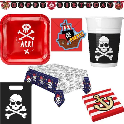 Produktbild von Piraten Party Deko Partyset Kindergeburtstag Totenkopf
