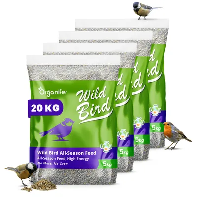Produktbild von Vogelfutter für Gartenvögel – (20 kg) - Hochenergie, Kein Abfall, Keine Keimung - Organifer