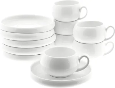 Produktbild von Belicia Mokkatassen-Set mit Untertasse - 12-teilig aus Porzellan in Weiß