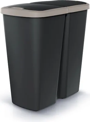 Produktbild von Abfallbehälter COMPACTO DUA schwarz/hellbraun 50 l