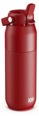 Produktbild von Isolierte Edelstahl Trinkflasche 540 ml rot, auslaufsicher, mit Strohhalmdeckel