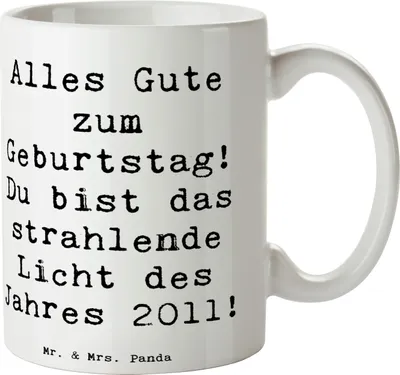 Produktbild von Mr. & Mrs. Panda Trinkbecher Spruch 2011 Geburtstag - Weiß - Geschenk, Glückwunsch, Kaffeetasse, Alles Gute zum, Becher, Happy Birthday, Geburtstagsfeier, Tasse, feiern