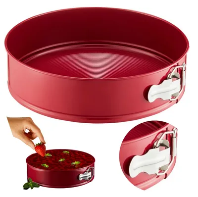 Obrázek produktu pro Forma na koláče, kulatá, průměr 26 cm, červená, s nepřilnavým povrchem