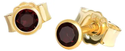 Produktbild von NKlaus Paar Ohrstecker Ohrringe, echter Granat, 585 Gelbgold 14 Karat, 3 mm