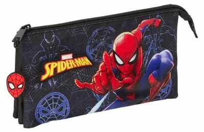 Obrázok produktu pre Safta Triple Spider-man Attack Pencil Case Black Man Black One Size